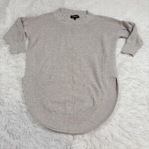 Express Ribbed Tunic Sweater round hem dropped shoulders